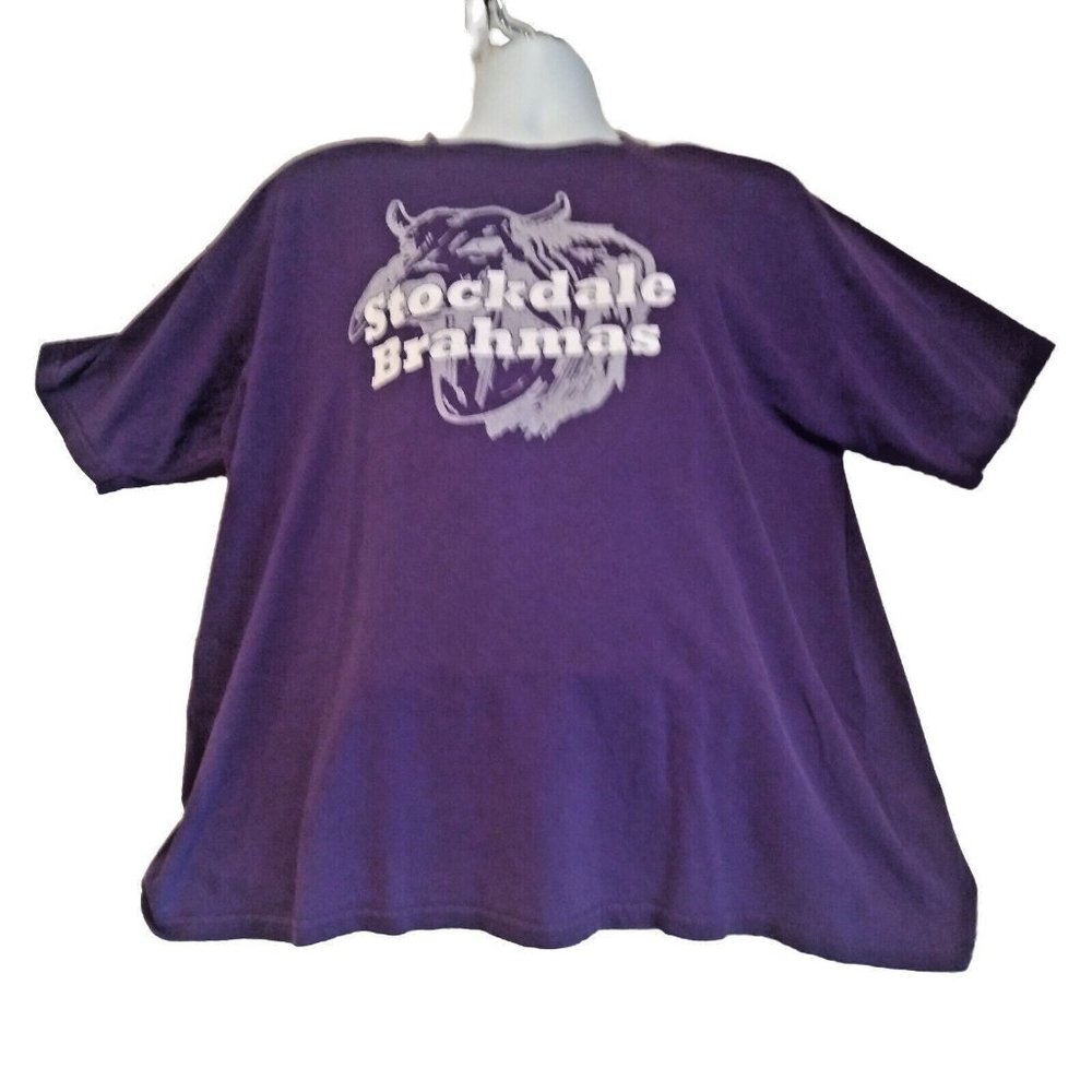 Stockdale Brahmas WE Bleed Purple Shirt Mens XL Purple White Logos Front‎ & Back